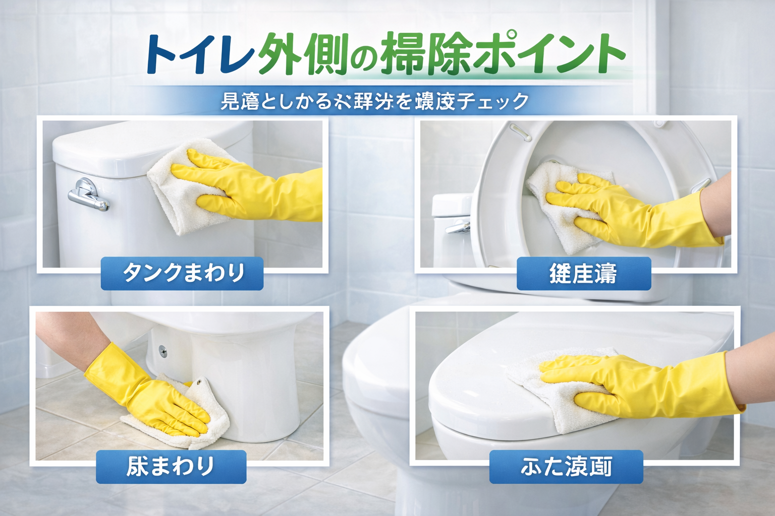 トイレ便器の外側掃除はどこまで行うかのチェックポイント