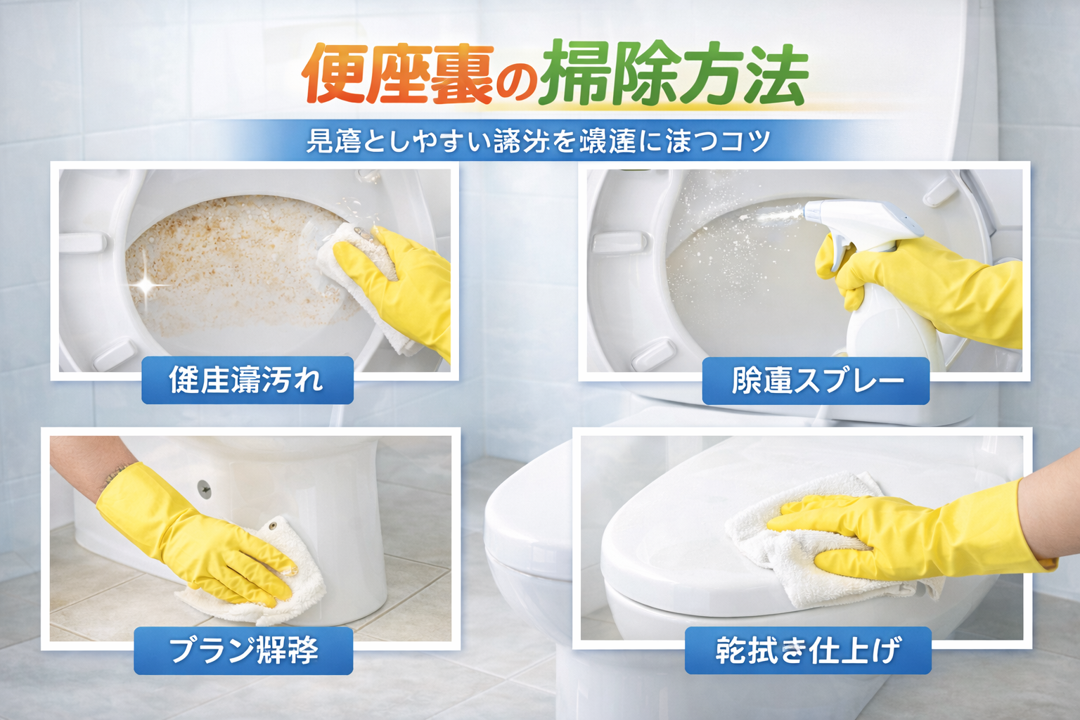 トイレ便座裏の掃除のやり方とポイント